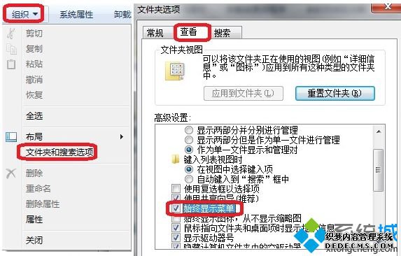 “文件夹和搜素选项”