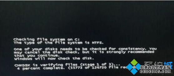 ʾchecking file system on c